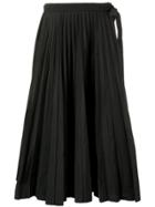 Valentino Midi Pleated Skirt - Black