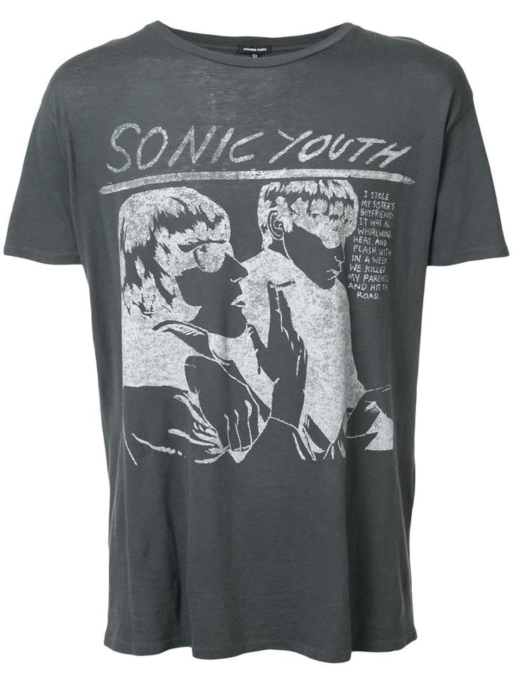 R13 Sonic Youth Print T-shirt, Men's, Size: Small, Black, Cotton/cashmere