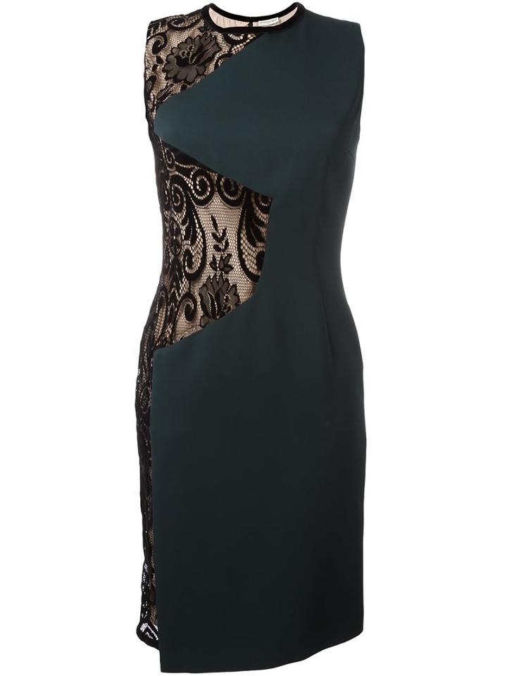Emanuel Ungaro Lace Insert Shift Dress, Women's, Size: 40, Green, Elastodiene/viscose/polyamide