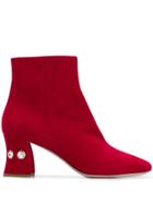 Miu Miu Crystal Embellished Boots - Red