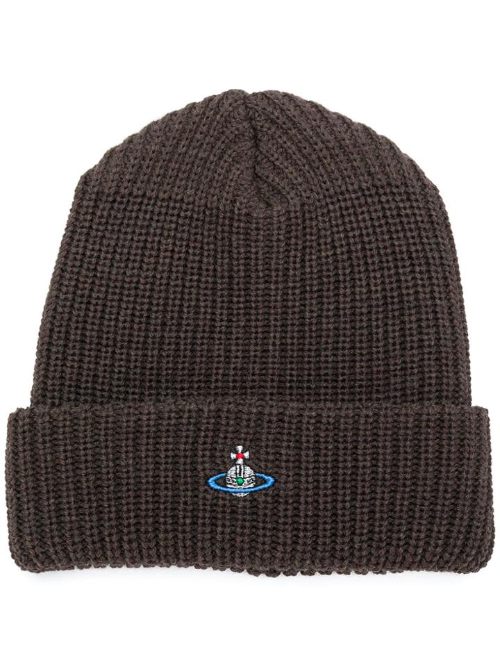 Vivienne Westwood Embroidered Logo Beanie - Brown