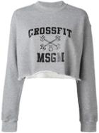 Msgm Logo Print Cropped Sweatshirt, Women's, Size: Medium, Grey, Cotton/viscose