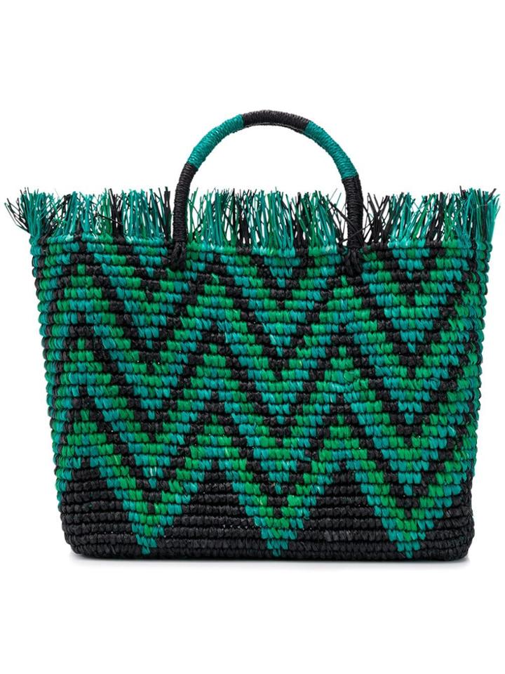 Sensi Studio Canasta Zigzag Tote Bag - Green