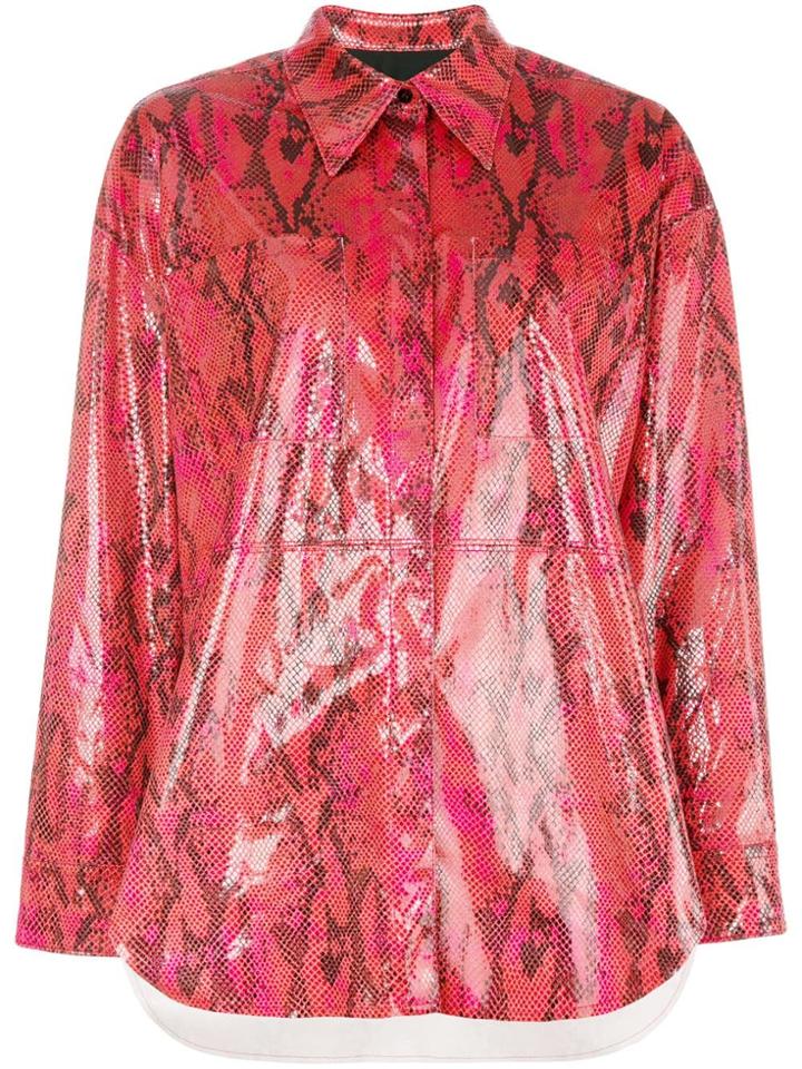 Msgm Snake Effect Shirt - Red