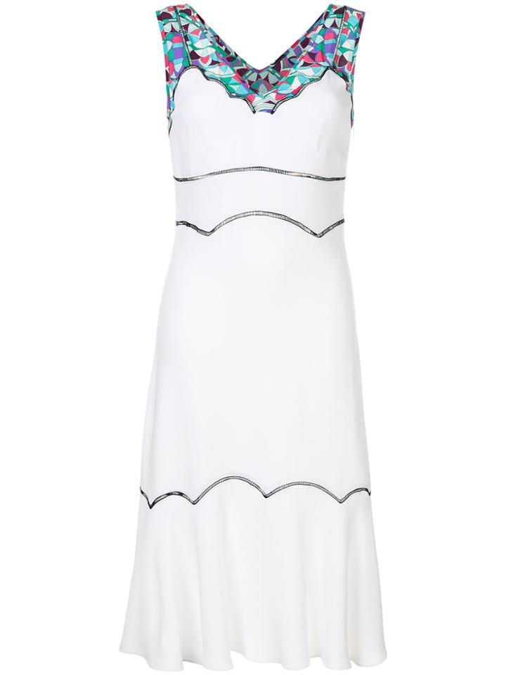 Emilio Pucci Printed Trim Midi Dress - White