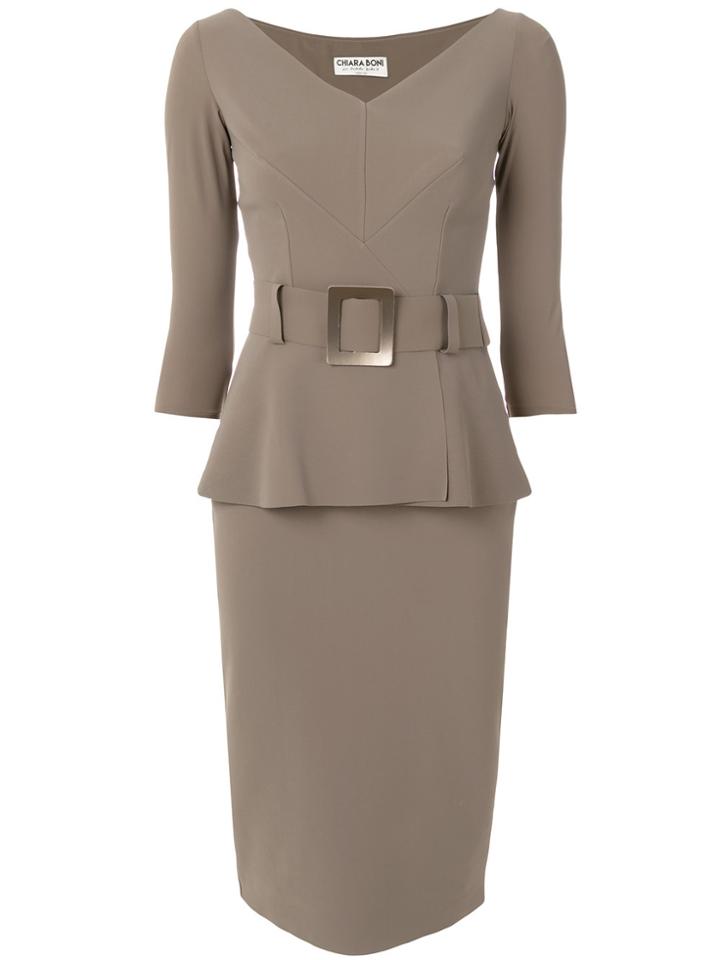 Chiara Boni La Petite Robe Belted Fitted Dress - Green