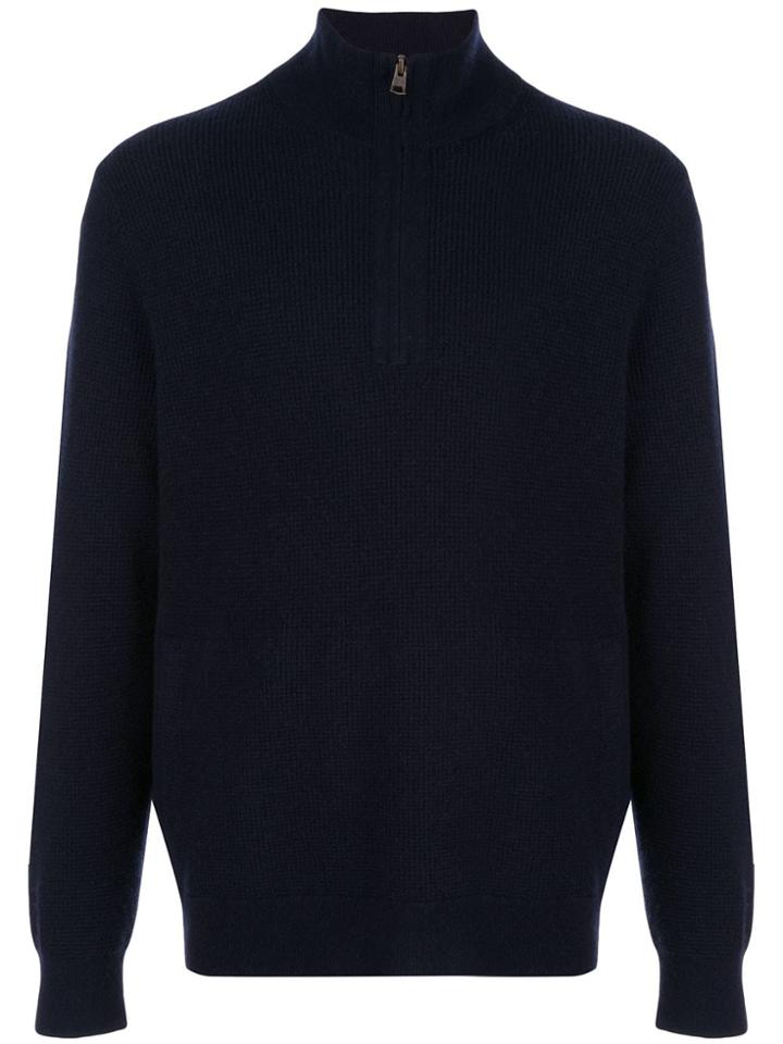 Vince Zipped Collar Jumper - Blue