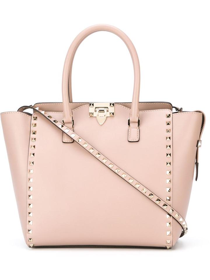 Valentino Valentino Garavani 'rockstud' Trapeze Tote, Women's, Pink/purple, Leather