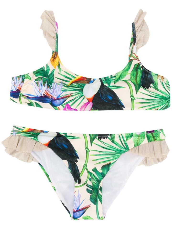 Mc2 Saint Barth Kids Teen Camelia Jungle Bikini Set - Green