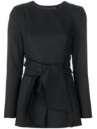 Misha Collection Tied Waist Long-sleeved Top - Black