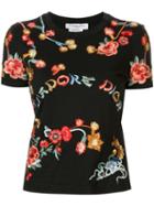 Christian Dior Pre-owned Embroidered J'adore Dior T-shirt - Black