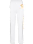 Versace Logo Embroidered Cotton Track Pants - White