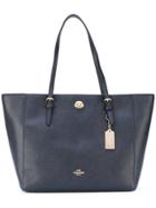 Coach Logo Stamp Grained Tote - Blue