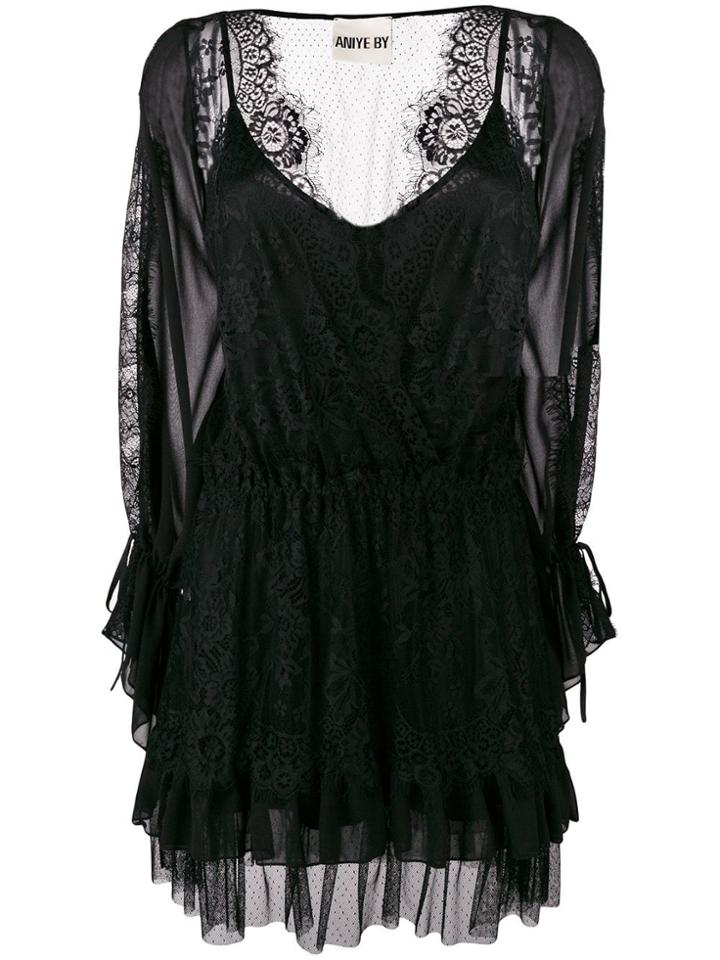 Aniye By Sheer Lace Dress - Black
