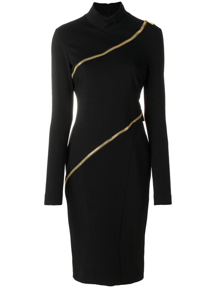 Cavalli Class Asymmetric Zip Detail Dress - Black