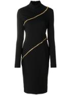 Cavalli Class Asymmetric Zip Detail Dress - Black