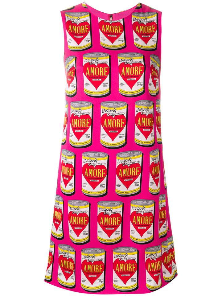 Dolce & Gabbana Amore Tin Print Shift Dress - Pink & Purple