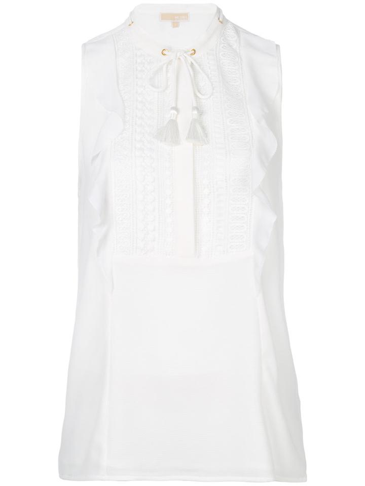 Michael Michael Kors - Sleeveless Tie Neck Blouse - Women - Polyester - Xs, Nude/neutrals, Polyester