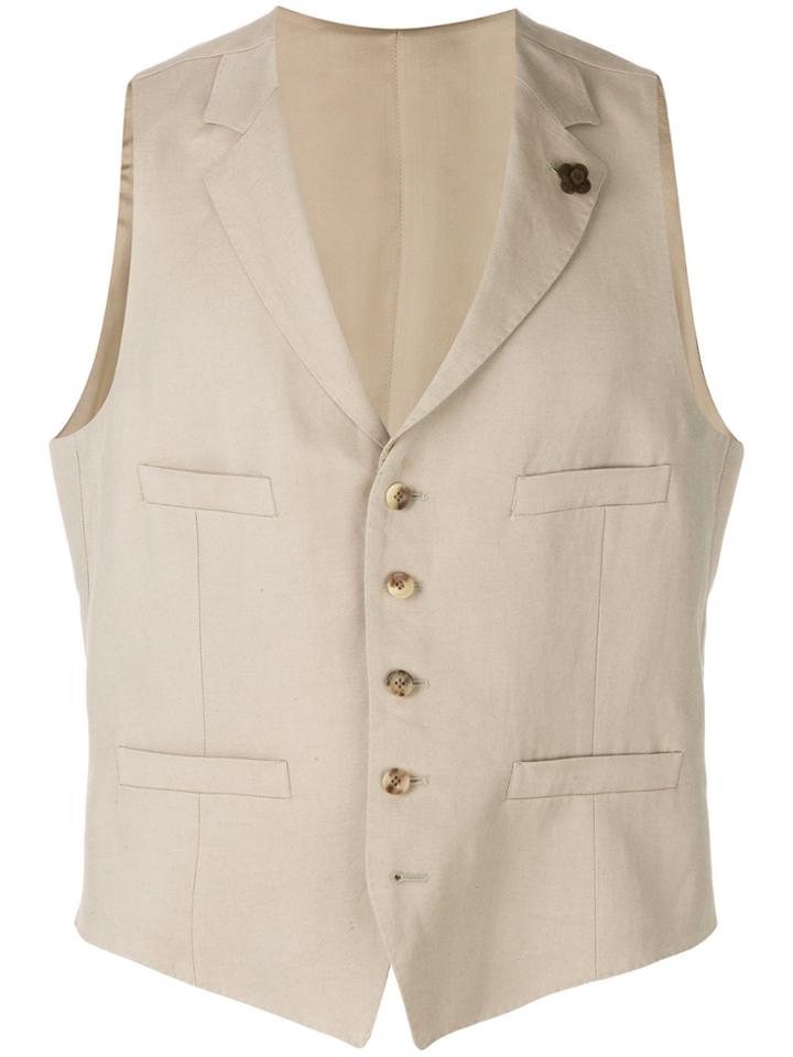 Lardini Tailored Fitted Waistcoat - Nude & Neutrals