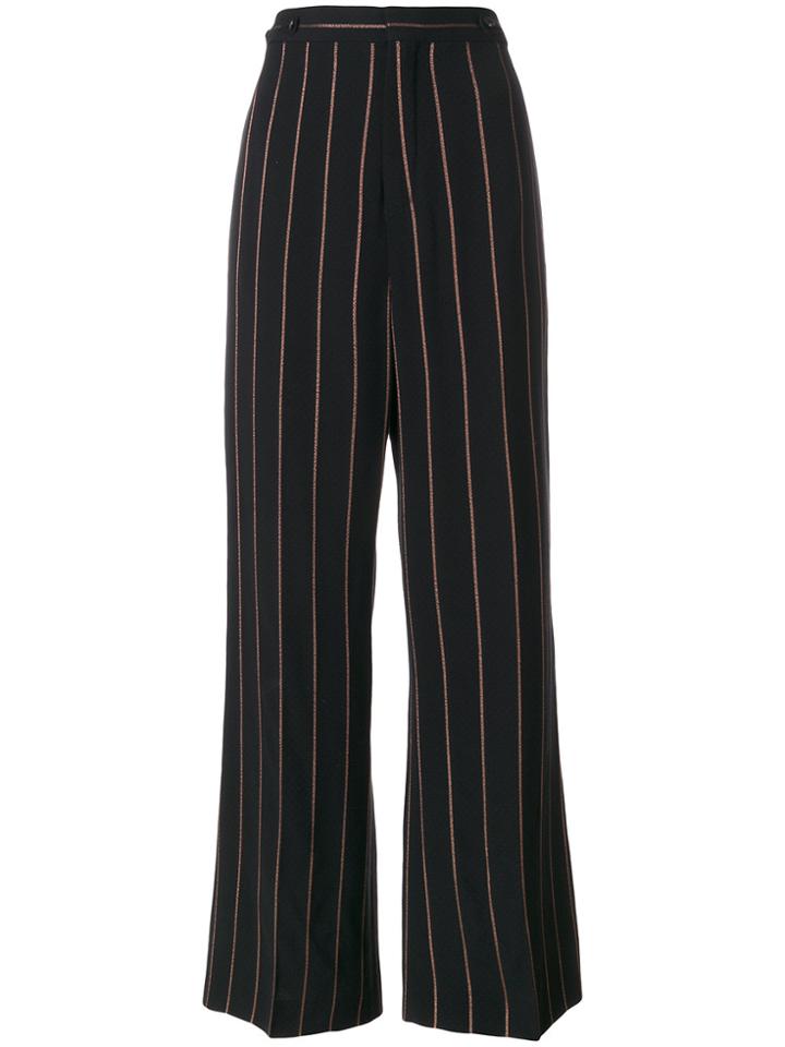 Chloé Pinstriped Wide Leg Trousers - Black