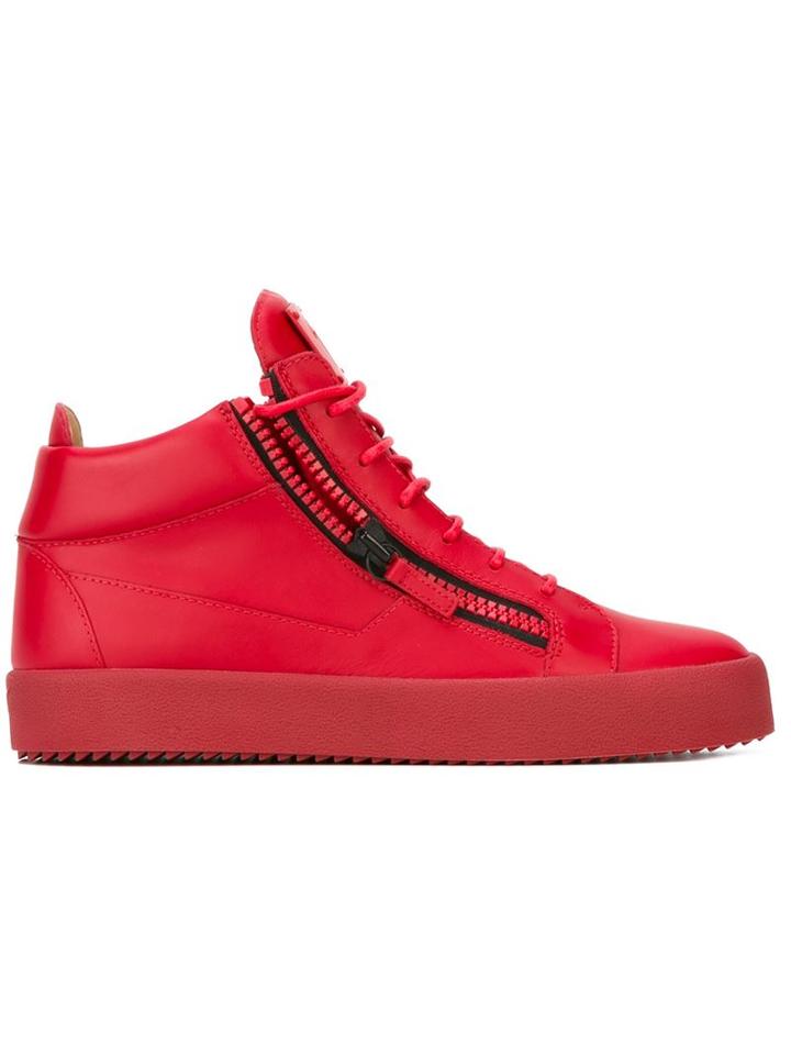 Giuseppe Zanotti Design Kriss Hi-top Sneakers, Men's, Size: 42.5, Red, Leather/rubber