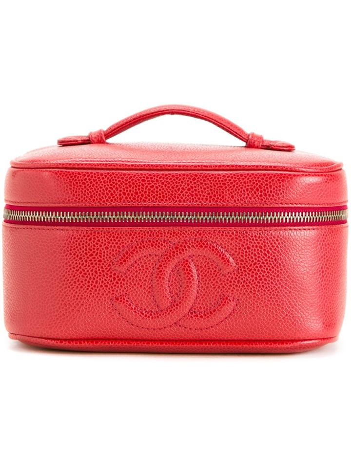 Chanel Vintage Cc Vanity Cosmetic Bag - Red