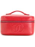 Chanel Vintage Cc Vanity Cosmetic Bag - Red