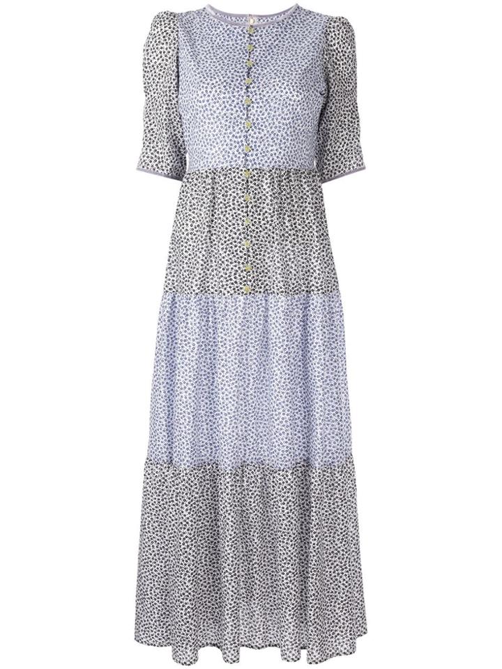 Tu Es Mon Trésor Floral Tiered Dress - Blue