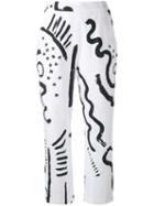 Isa Arfen - Printed Pants - Women - Cotton/spandex/elastane - 8, White, Cotton/spandex/elastane