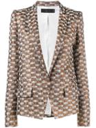 Haider Ackermann Checked Jacquard Blazer, Women's, Size: 40, Brown, Rayon/polyester/cotton/rayon