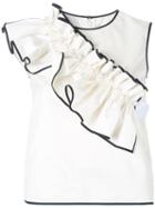 Huishan Zhang Detachable Ruffle Top, Size: 10, White, Cotton