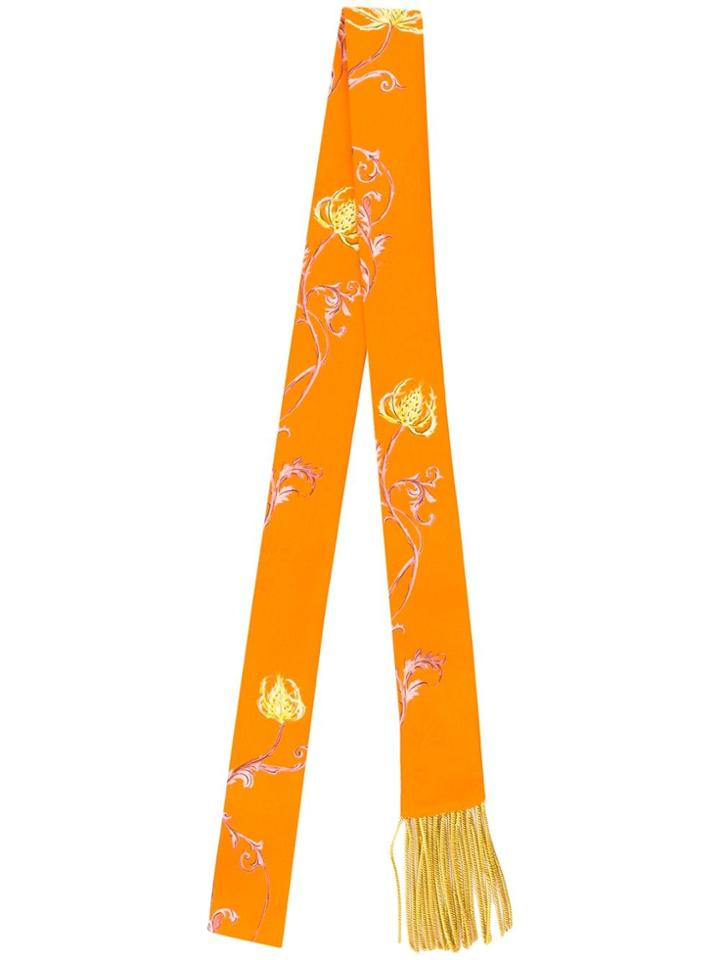 Haider Ackermann Floral Print Skinny Scarf - Orange