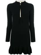 Twin-set Zip Collar Studded Mini Dress - Black