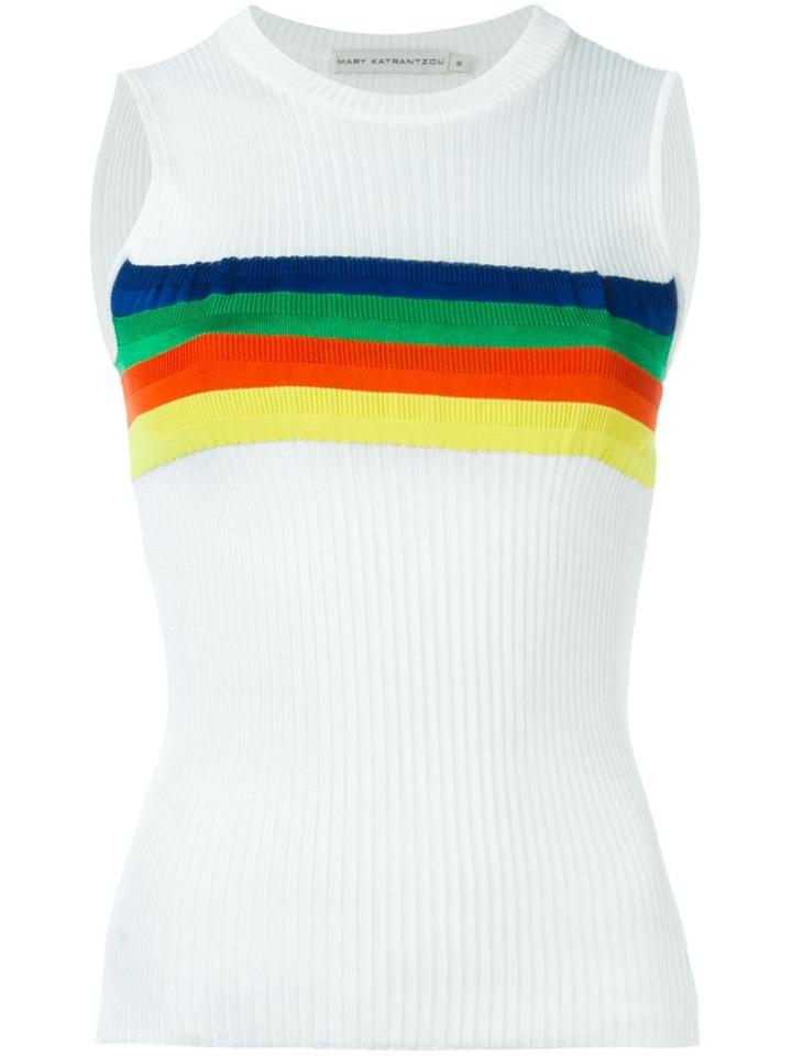 Mary Katrantzou Hele Ribbed Top, Women's, Size: M, White, Viscose
