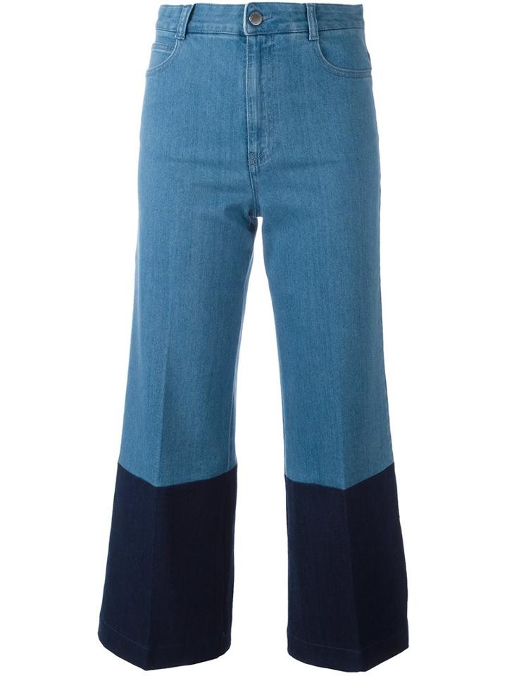Stella Mccartney Patchwork Culottes, Women's, Size: 27, Blue, Cotton/polyester/spandex/elastane