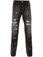 Philipp Plein Distressed Straight-leg Jeans, Men's, Size: 34, Black, Cotton/polyester