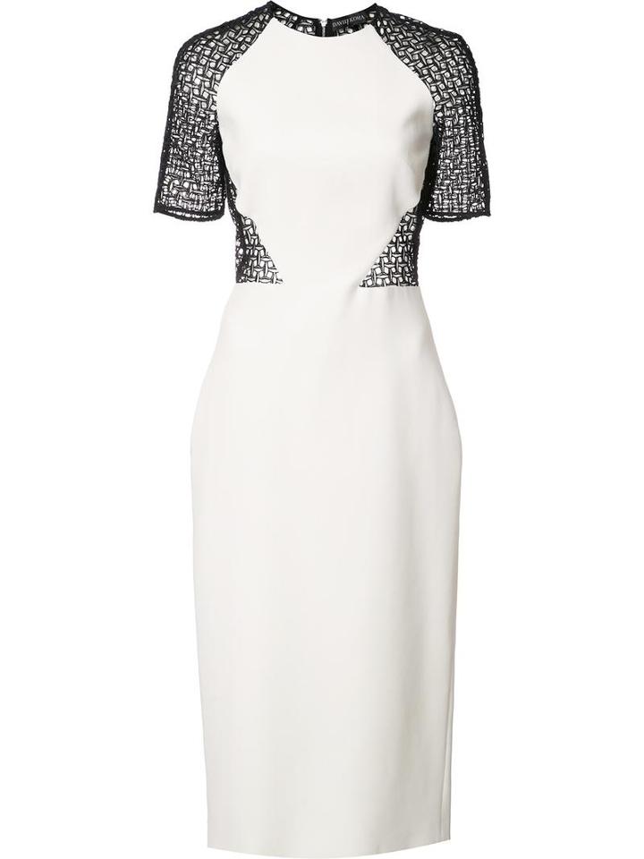 David Koma Interlaced Sheer Back Dress, Women's, Size: 12, White, Polyester/acetate/viscose/spandex/elastane