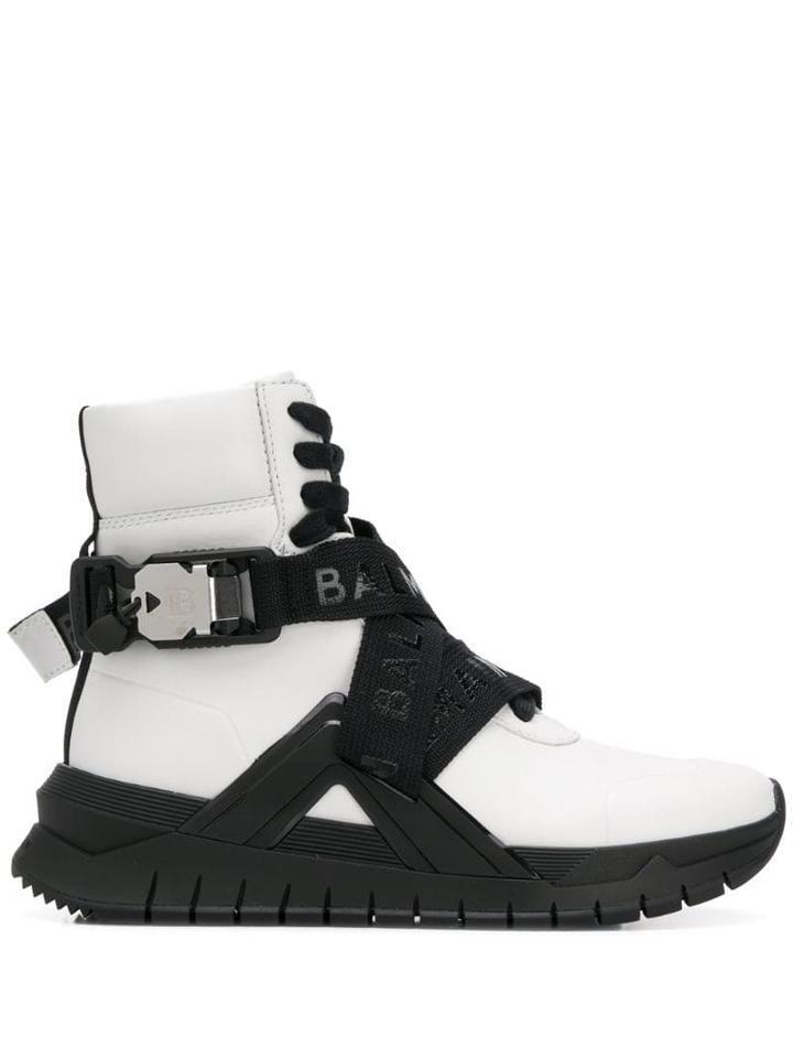 Balmain High-top Btroop Sneakers - White