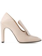 Sergio Rossi Curved Logo Plaque Pumps - Nude & Neutrals