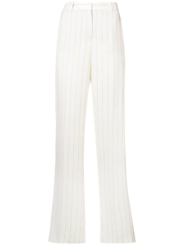 Loro Piana Pinstripes Flare Trousers - White