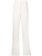 Loro Piana Pinstripes Flare Trousers - White