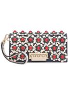 Zac Zac Posen Flower Embellished Clutch, Women's, Blue, Calf Leather