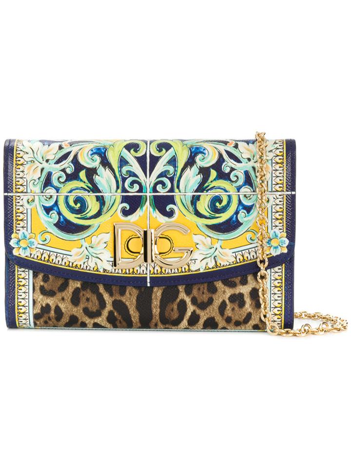 Dolce & Gabbana Logo Clasp Printed Wallet On Chain - Multicolour