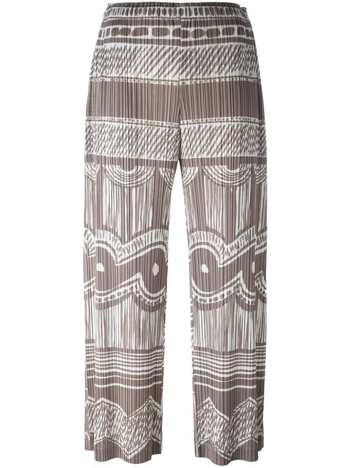 Pleats Please By Issey Miyake Printed Pleated Trousers, Women's, Size: 4, Nude/neutrals, Polyester