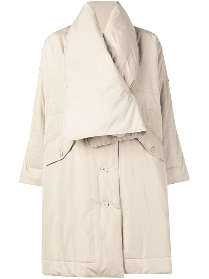 Pleats Please By Issey Miyake Padded Collar Coat - Neutrals