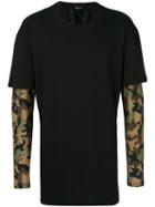 No21 - Camouflage Print Double Layered T-shirt - Men - Cotton - S, Black, Cotton