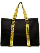 Off-white Logo Handle Cotton-canvas Tote Bag - Black