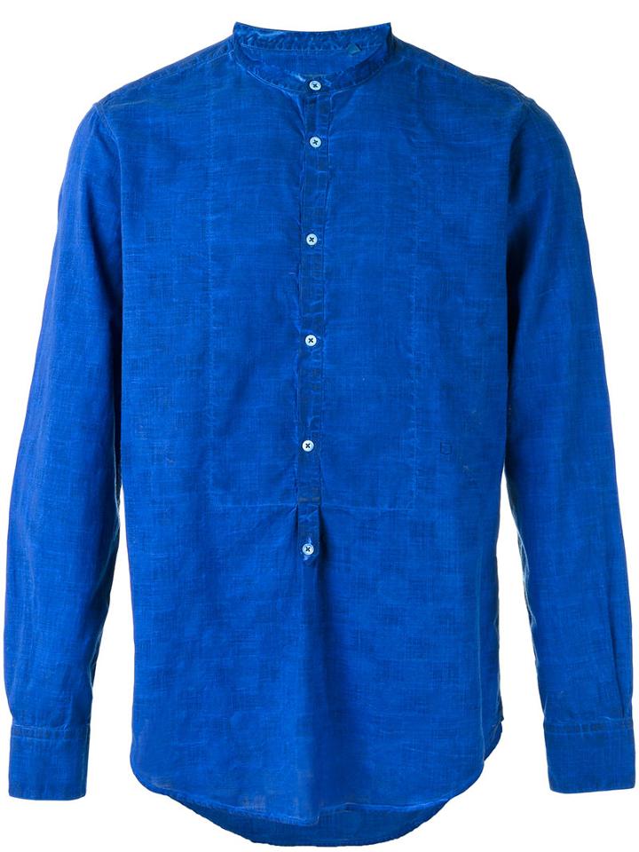 Massimo Alba Band Collar Shirt, Men's, Size: Small, Blue, Cotton