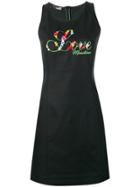 Love Moschino Embroidered Floral Fitted Dress - Black