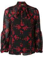 Liu Jo Jewel Print Bow Tie Blouse - Black